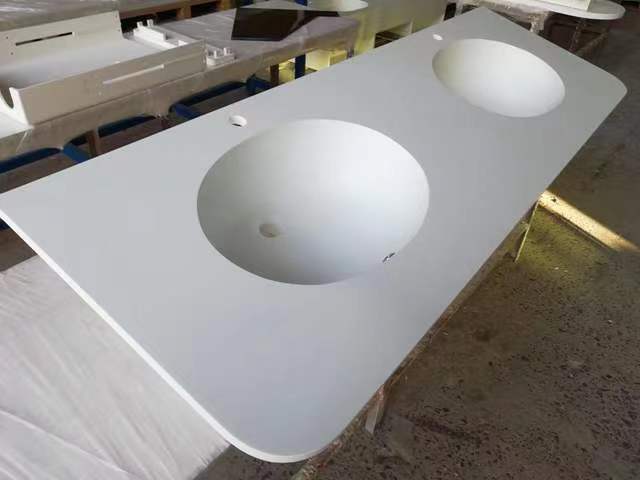 Solid Surface Vanity Tops with Double Integral Sinks