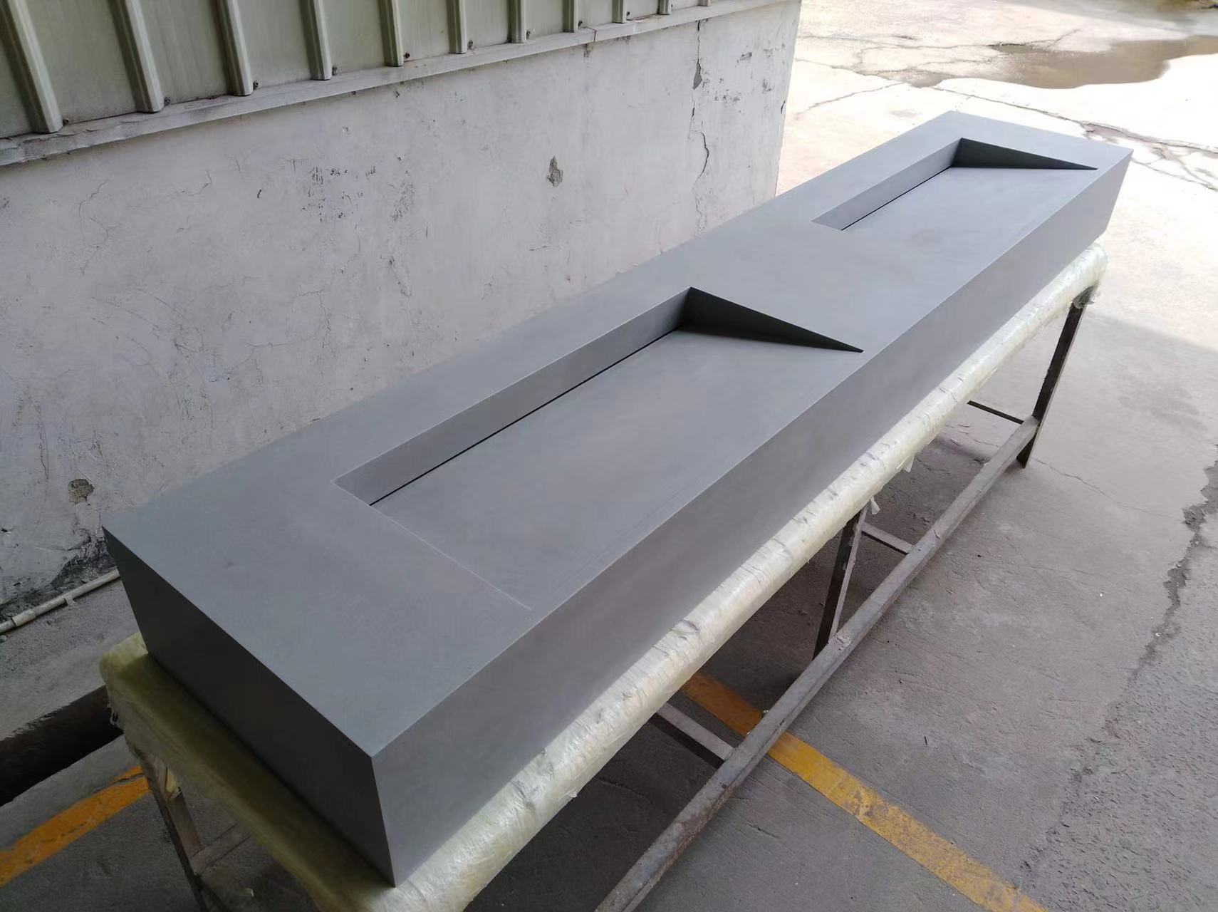 Custom Solid Surface Vanity Top with Integral Ramp Sink